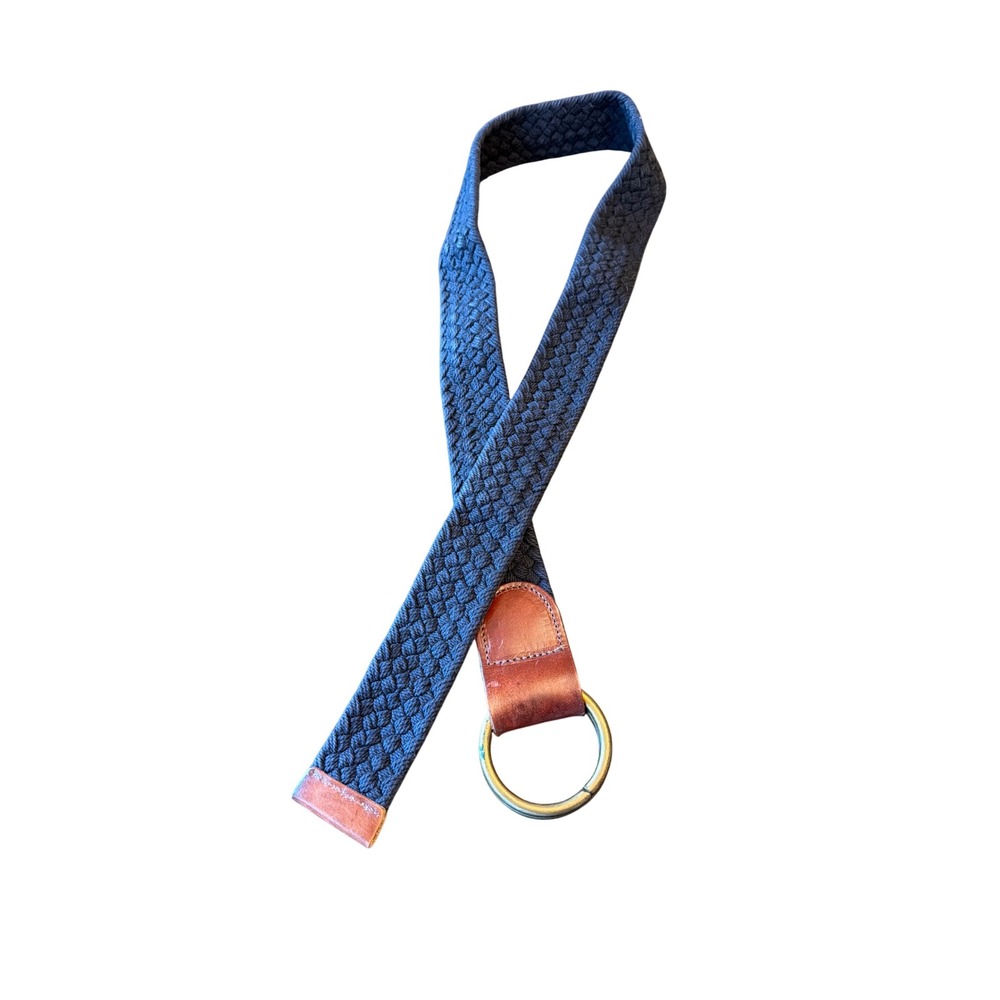 Martin + Osa Belt Navy Blue Woven Cotton Leather O-Ring Small Braided Nautical